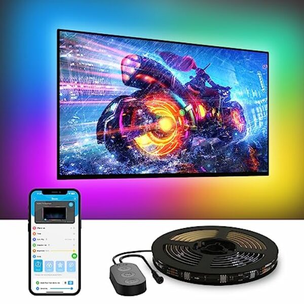 Govee Tira LED TV 3,8M RGBIC para Televisor de 55-65 Pulgadas, Luces LED Inteligentes Control Bluetooth y Wi-Fi Funciona con Alexa y Google Assistant, Sync de Música, Decoracion Navidad