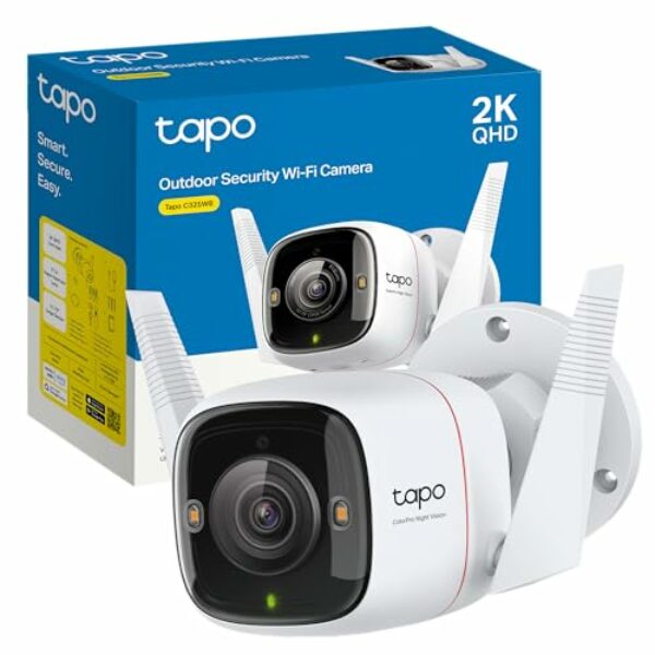 TP-Link TAPO C325WB - Colorpro,2K QHD,Visión Nocturna con color vivid, Resistente a la Intemperie, Audio Bidireccional, Detección Movimiento, Admite Tarjeta SD 512G, Control Remoto